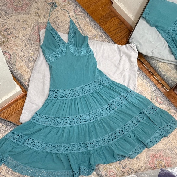 Naive Dresses & Skirts - Boho Teal Lace Midi/Maxi Dress